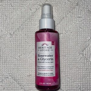 NWOT- Heritage Store rosewater, and glycerin hydrating facial mist. 4 fL.Oz